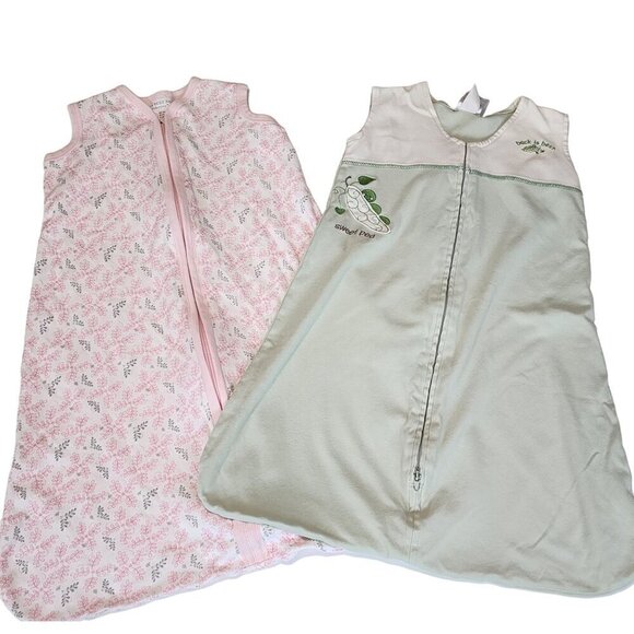 2 sleep sack bundle pink green sz M 6-12 m Halo / Burt's Bees - Picture 1 of 14